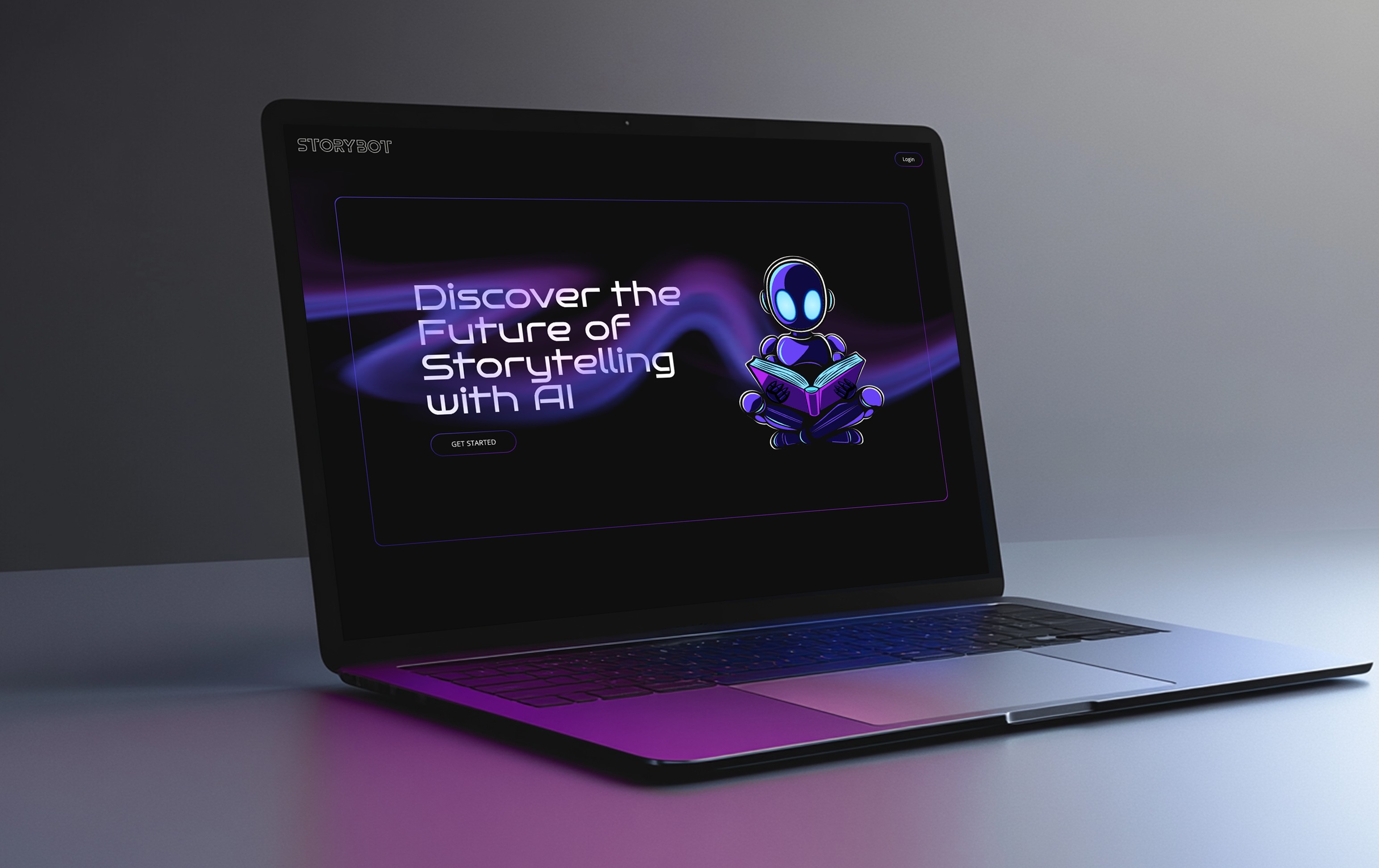 Storybot website shown on laptop screen
